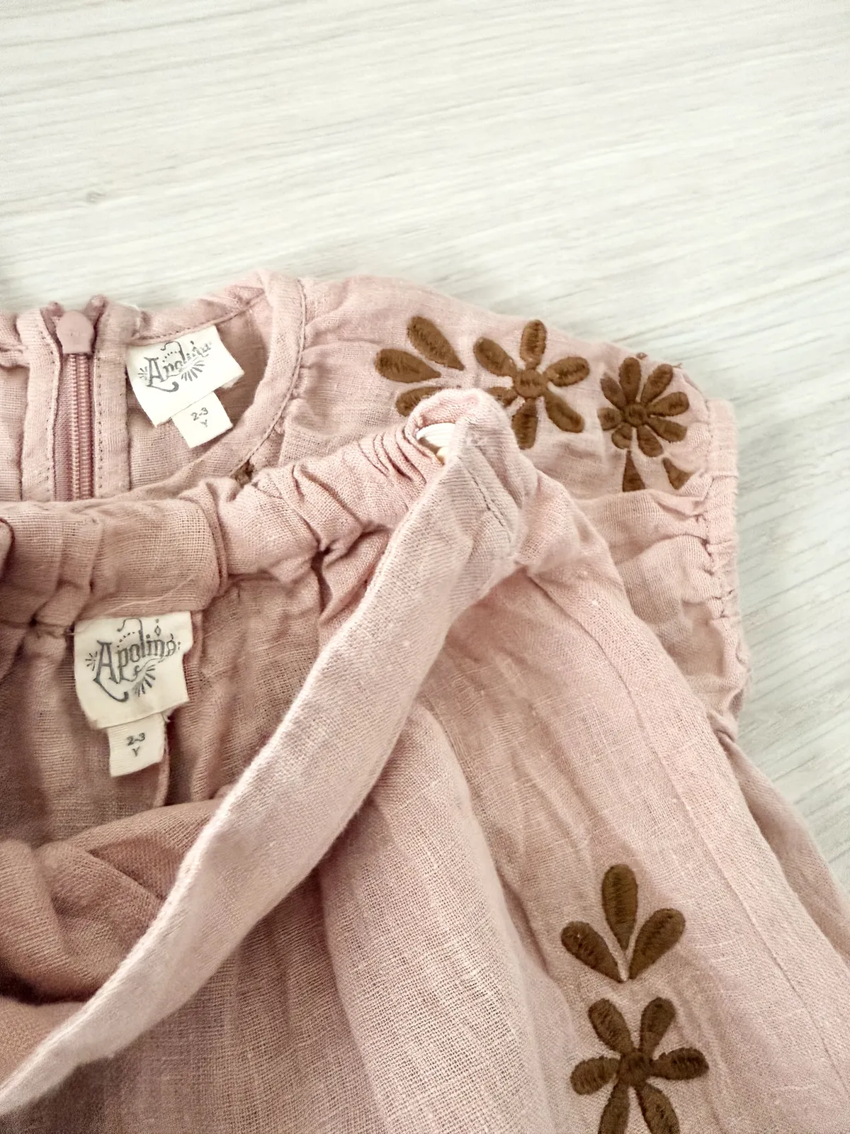 Apolina MAREN SHORT SET ROSEWATER 2-3Y Cotton woven embroidered 